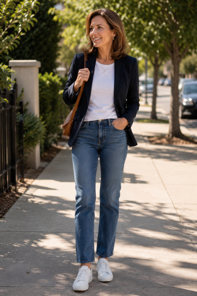 casual-outfit-jeans-blazer-white-sneakers-women-over-50