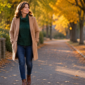 Stylish fall outfit ideas for women over 40 featuring layered neutrals and jewel tones