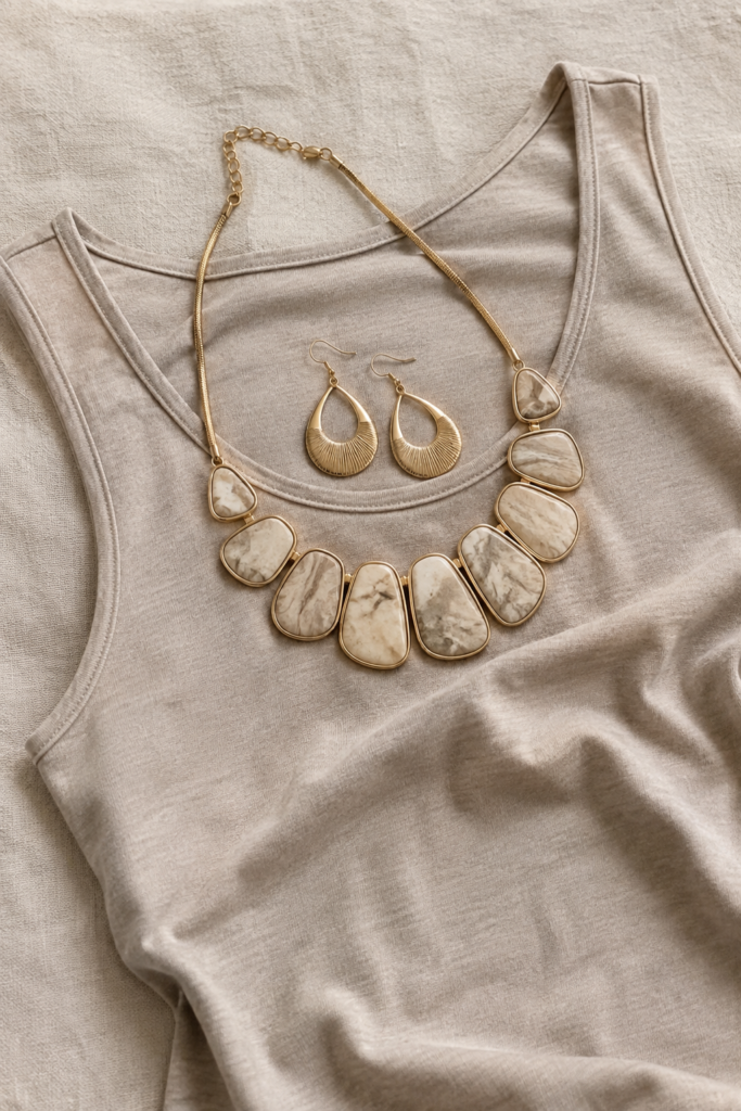 Simple jewelry styling rules to modernize a basic summer outfit