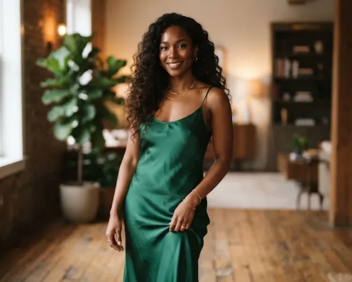Black woman in elegant birthday outfit for stylish celebration
