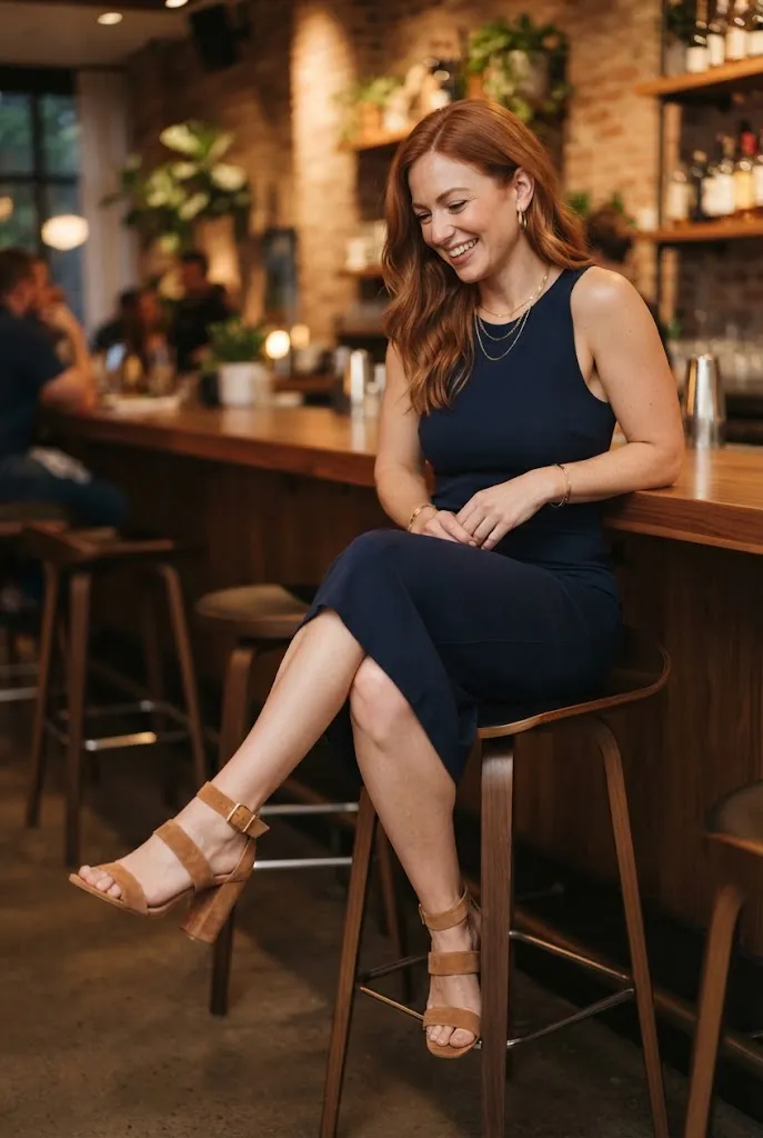 Birthday outfit ideas for women over 30, block heels close up