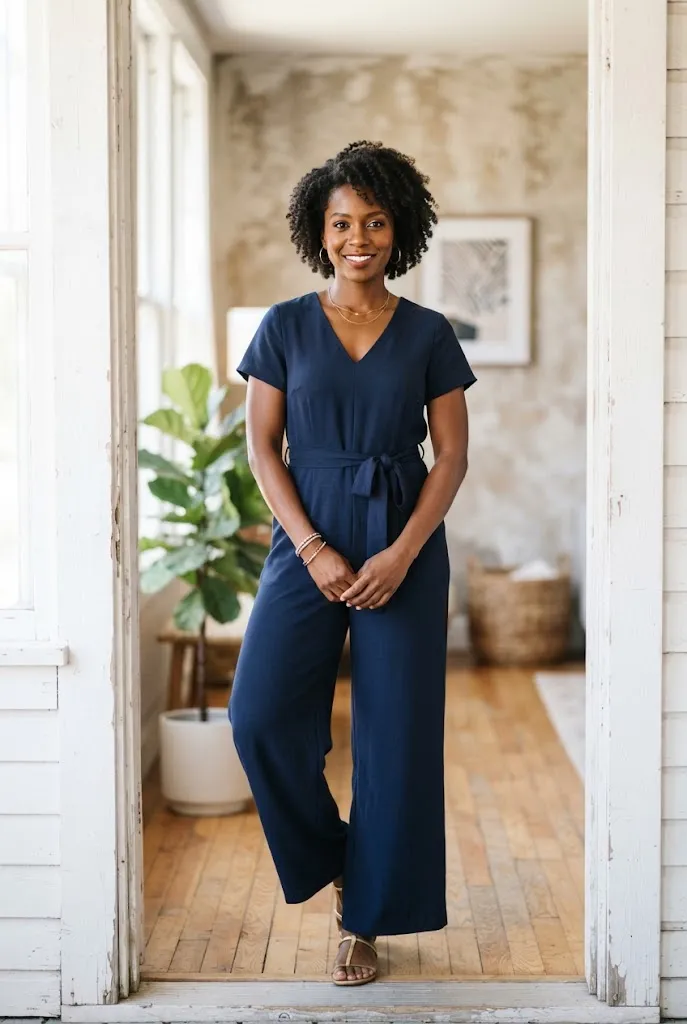 Birthday outfit ideas for women over 30, wide leg jumpsuit with tie waist
