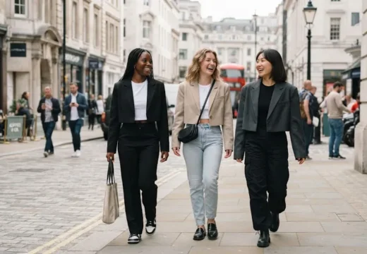 Group of young women in their 20s wearing different cropped blazer outfit ideas