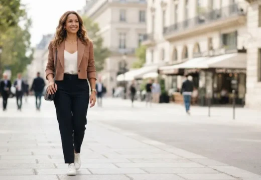 Collage style feature image of cropped blazer outfit ideas for women over 30